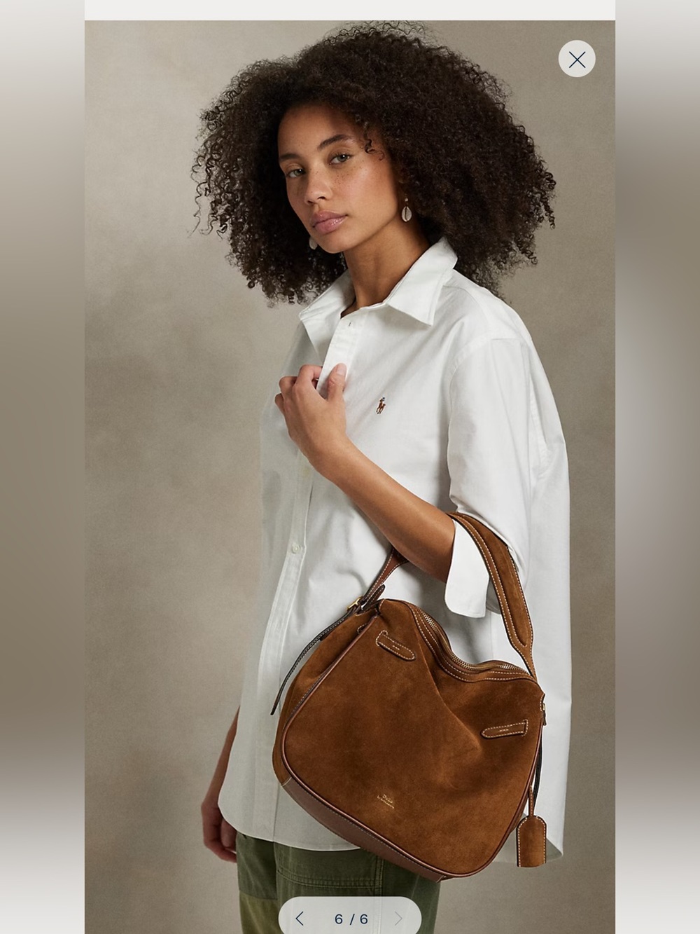 Ralph Lauren Polo ID Suede Satchel bag in Cinnamon